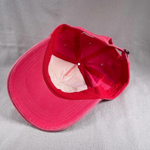 South of the Border Hat Women Pink Red Strap Distressed Embroidered - Picture 7 of 11